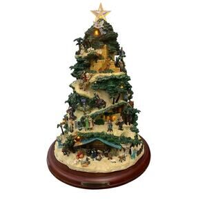 Thomas Kinkade Table Top Lighted Nativity Tree “Glory to the Newborn King” WORKS